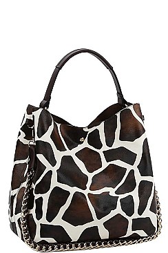 2 IN 1 ANIMAL PATTERN DOUBLE STRAP SATCHEL BAG