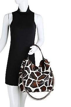 2 IN 1 ANIMAL PATTERN DOUBLE STRAP SATCHEL BAG