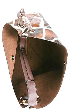 2 IN 1 ANIMAL PATTERN DOUBLE STRAP SATCHEL BAG