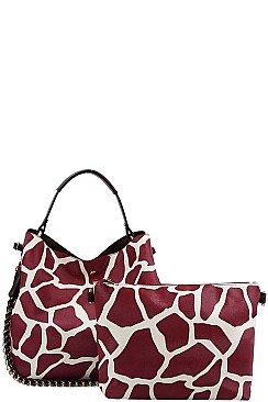 2 IN 1 ANIMAL PATTERN DOUBLE STRAP SATCHEL BAG