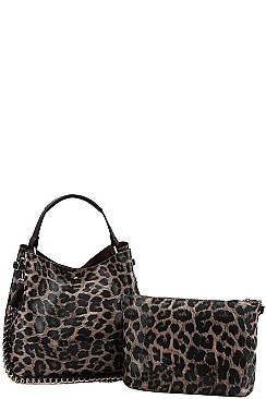 2 IN 1 ANIMAL PATTERN DOUBLE STRAP SATCHEL BAG