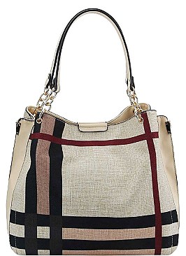 ELEGANT CHECKERED SATCHEL WITH LONG STRAP JYD-0482