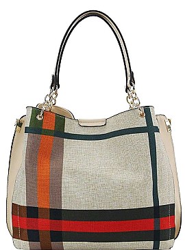 ELEGANT CHECKERED SATCHEL WITH LONG STRAP JYD-0482
