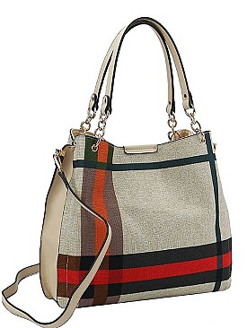ELEGANT CHECKERED SATCHEL WITH LONG STRAP JYD-0482