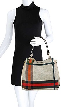 ELEGANT CHECKERED SATCHEL WITH LONG STRAP JYD-0482