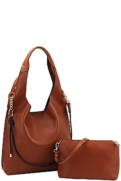 2 IN 1 DOUBLE STRAP HOBO BAG WITH LONG STRAP