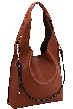 2 IN 1 DOUBLE STRAP HOBO BAG WITH LONG STRAP