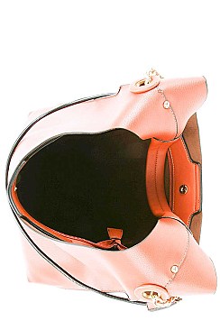 2 IN 1 DOUBLE STRAP HOBO BAG WITH LONG STRAP
