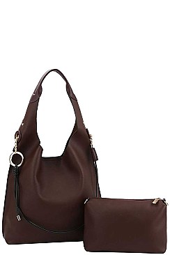 2 IN 1 DOUBLE STRAP HOBO BAG WITH LONG STRAP