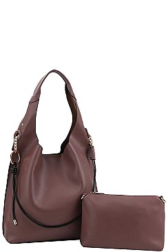 2 IN 1 DOUBLE STRAP HOBO BAG WITH LONG STRAP