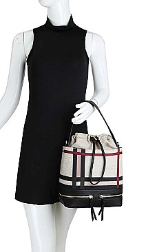 CHECK BUCKET SHOULDER BAG