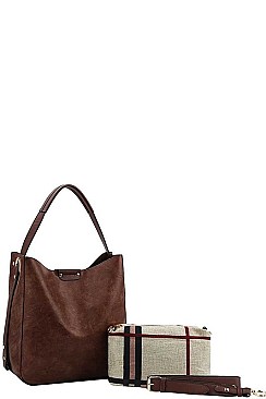 2 IN 1 TOTE BAG WITH LONG STRAP