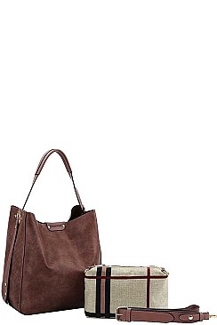 2 IN 1 TOTE BAG WITH LONG STRAP