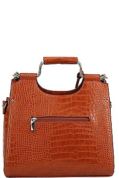 2 IN 1 CROC STYLISH TASSEL ACCENT SATCHEL WALLET SET