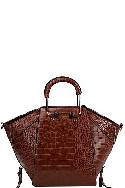 2IN1 FASHION STYLISH CROCO TEXTURED SATCHEL WITH MATCHING WALLET