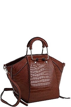2IN1 FASHION STYLISH CROCO TEXTURED SATCHEL WITH MATCHING WALLET