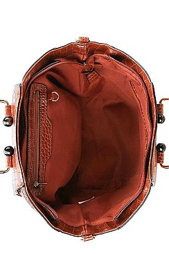 2IN1 FASHION STYLISH CROCO TEXTURED SATCHEL WITH MATCHING WALLET