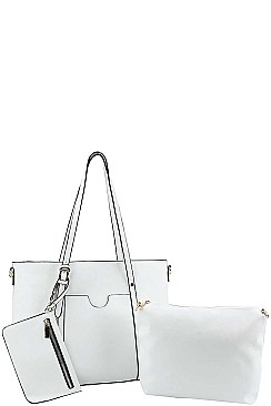 3IN1 CHIC MODERN TOTE BAG SET WITH LONG STRAP