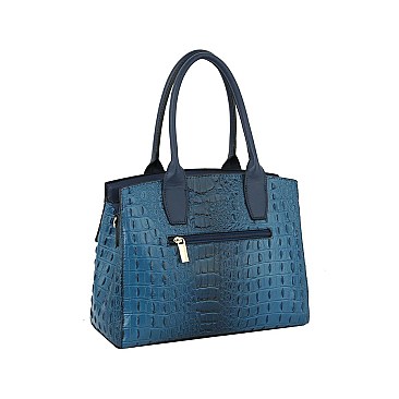 CLASSIC VEGAN CROCO TOP HANDLE SATCHEL