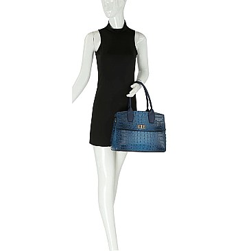 CLASSIC VEGAN CROCO TOP HANDLE SATCHEL