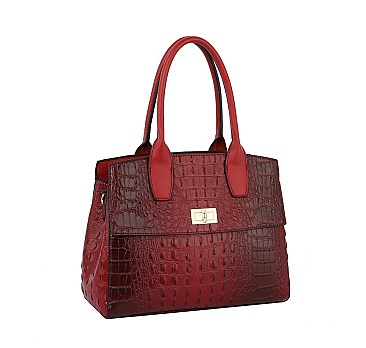 CLASSIC VEGAN CROCO TOP HANDLE SATCHEL