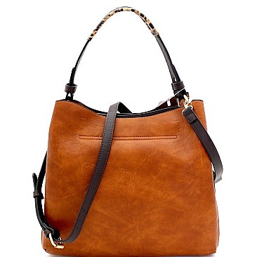 Double-Compartment Leopard Print Side 2-Way Hobo