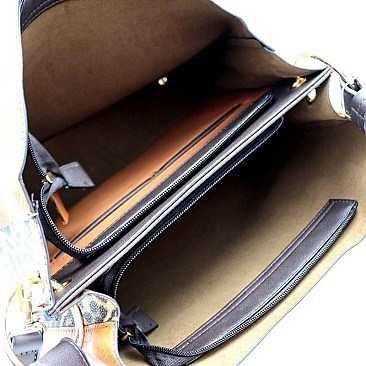 Double-Compartment Leopard Print Side 2-Way Hobo