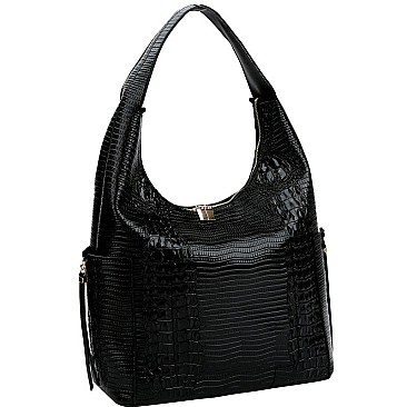 Textured Lizard Print Hobo