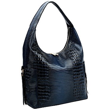 Textured Lizard Print Hobo