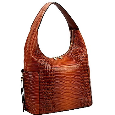 Textured Lizard Print Hobo