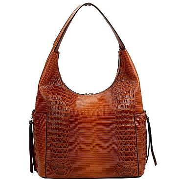 Textured Lizard Print Hobo