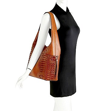 Textured Lizard Print Hobo