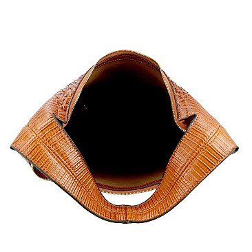 Textured Lizard Print Hobo