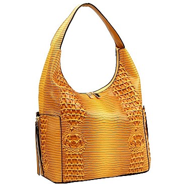 Textured Lizard Print Hobo
