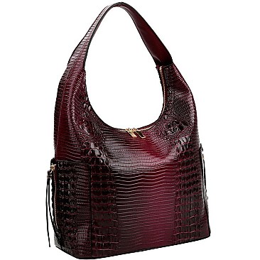 Textured Lizard Print Hobo