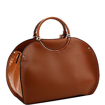 CROCODILE TRIM TASSEL ACCENT SATCHEL