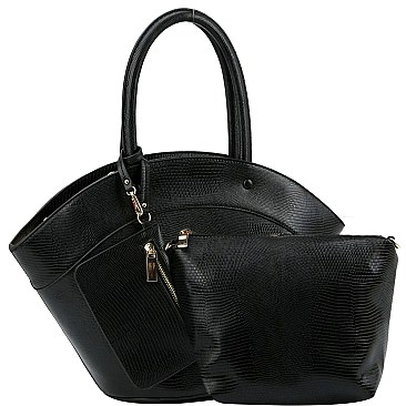3 in 1 Lizard Print Fan-Shaped Tote Value SET