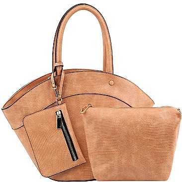 3 in 1 Lizard Print Fan-Shaped Tote Value SET