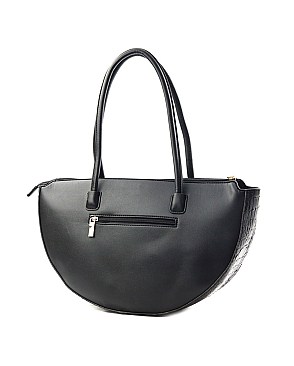 LARGE SIZE CROCO TOP HANDLE ROUND SATCHEL