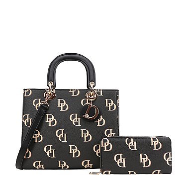 2-IN-1 MONOGRAMMED D SATCHEL WALLET SET