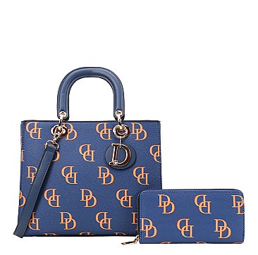 2-IN-1 MONOGRAMMED D SATCHEL WALLET SET