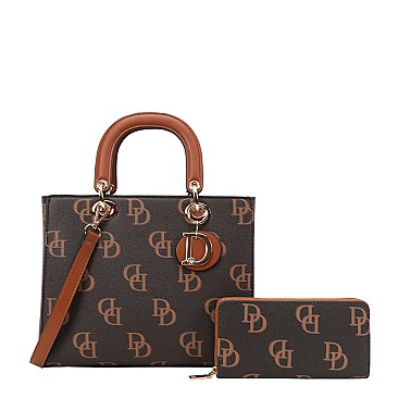 2-IN-1 MONOGRAMMED D SATCHEL WALLET SET