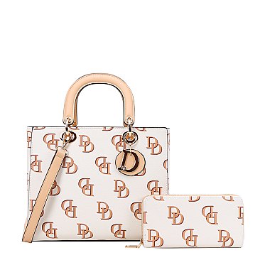 2-IN-1 MONOGRAMMED D SATCHEL WALLET SET