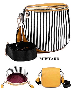 TRENDY STRIPPED DESIGNER CROSSBODY / FANNYPACK