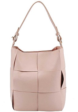 2 IN 1 STYLISH WOVEN SATCHEL WITH LONG STRAP