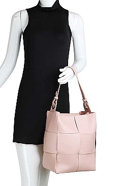 2 IN 1 STYLISH WOVEN SATCHEL WITH LONG STRAP