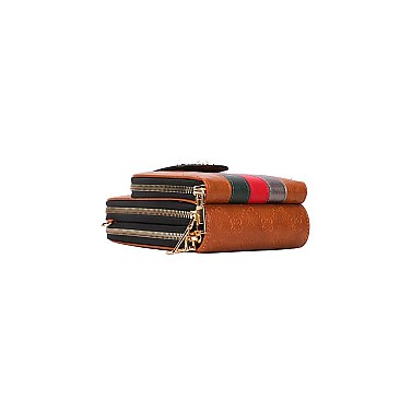 Queen-Bee Multi-Compartment Stripe Cell Phone - Crossbody Bag