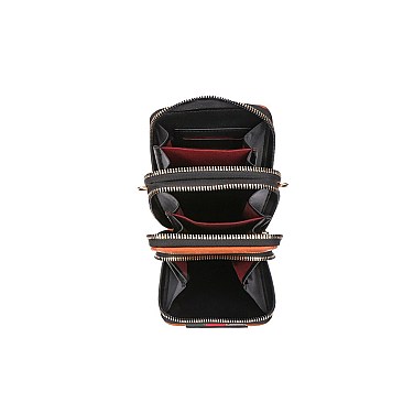Queen-Bee Multi-Compartment Stripe Cell Phone - Crossbody Bag