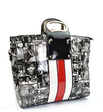 MICHELLE OBAMA METAL HANDLE HANDBAG