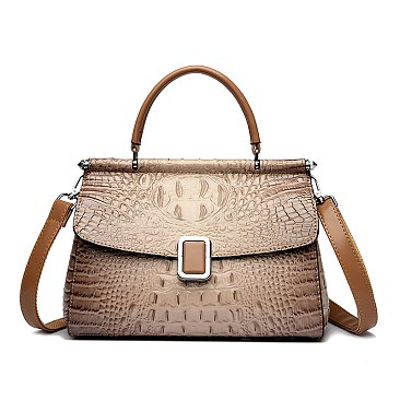 Quality Crocodile Medium Size Buckled Satchel
